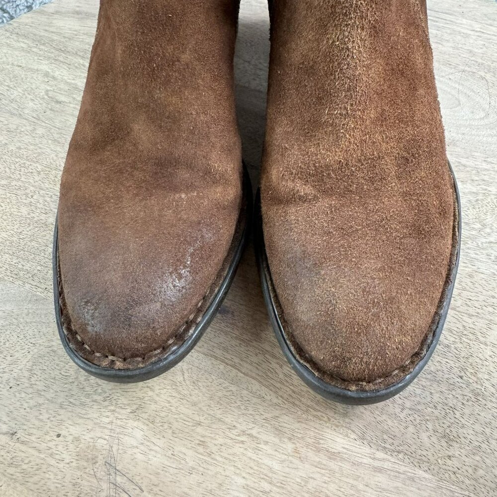 Born Rustic Brown Leather Ankle Boots With Buckle & Block Heel Size 6.5 - Picture 10 of 11